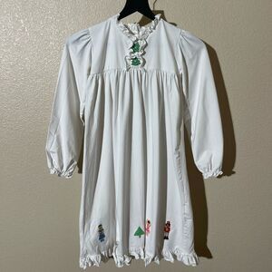 Smockingbird White Kids Casual Dress with Embroidered Details